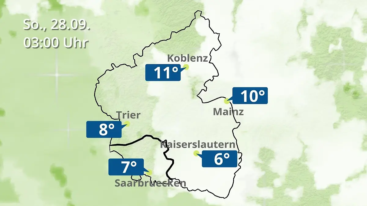 Rheinland-Pfalz, Saarland: Wie wird das Wetter? Regen- und Wolkenfilm für Mainz, Koblenz und Trier