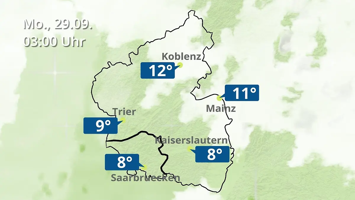 Rheinland-Pfalz, Saarland: Wie wird das Wetter? Regen- und Wolkenfilm für Mainz, Koblenz und Trier