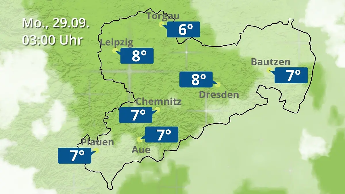 Sachsen: Wie wird das Wetter? Regen- und Wolkenfilm für Chemnitz, Dresden und Leipzig