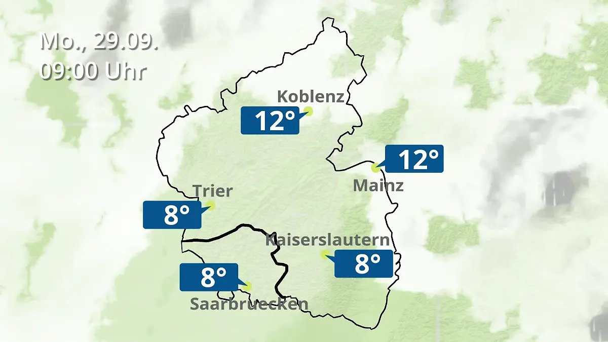 Rheinland-Pfalz, Saarland: Wie wird das Wetter? Regen- und Wolkenfilm für Mainz, Koblenz und Trier