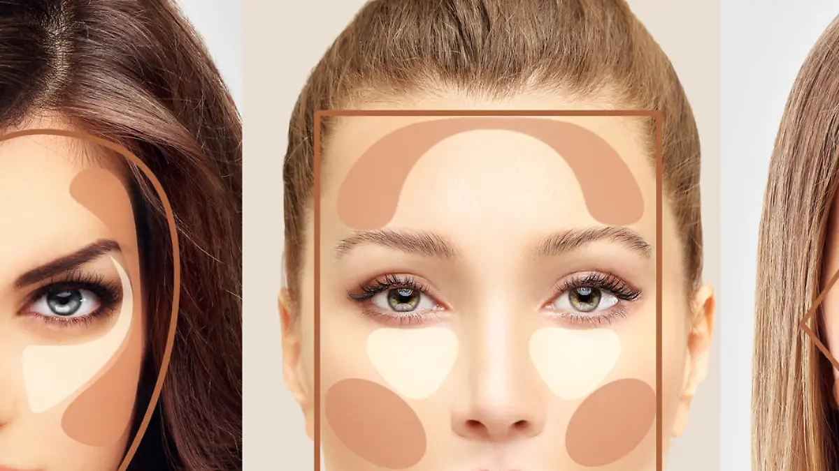 Make up woman face. Contour and highlight makeup.