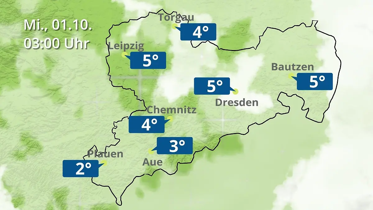 Sachsen: Wie wird das Wetter? Regen- und Wolkenfilm für Chemnitz, Dresden und Leipzig