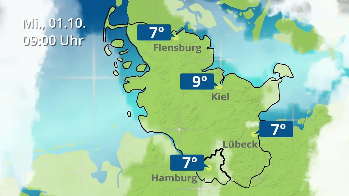 Hamburg, Schleswig-Holstein: Wie wird das Wetter? Regen- und Wolkenfilm für die Nordsee- und Ostseeküste
