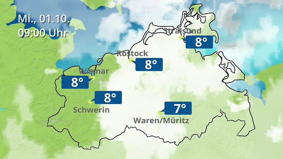 Mecklenburg-Vorpommern: Wie wird das Wetter? Regen- und Wolkenfilm für Rostock, Rügen und die Ostseeküste