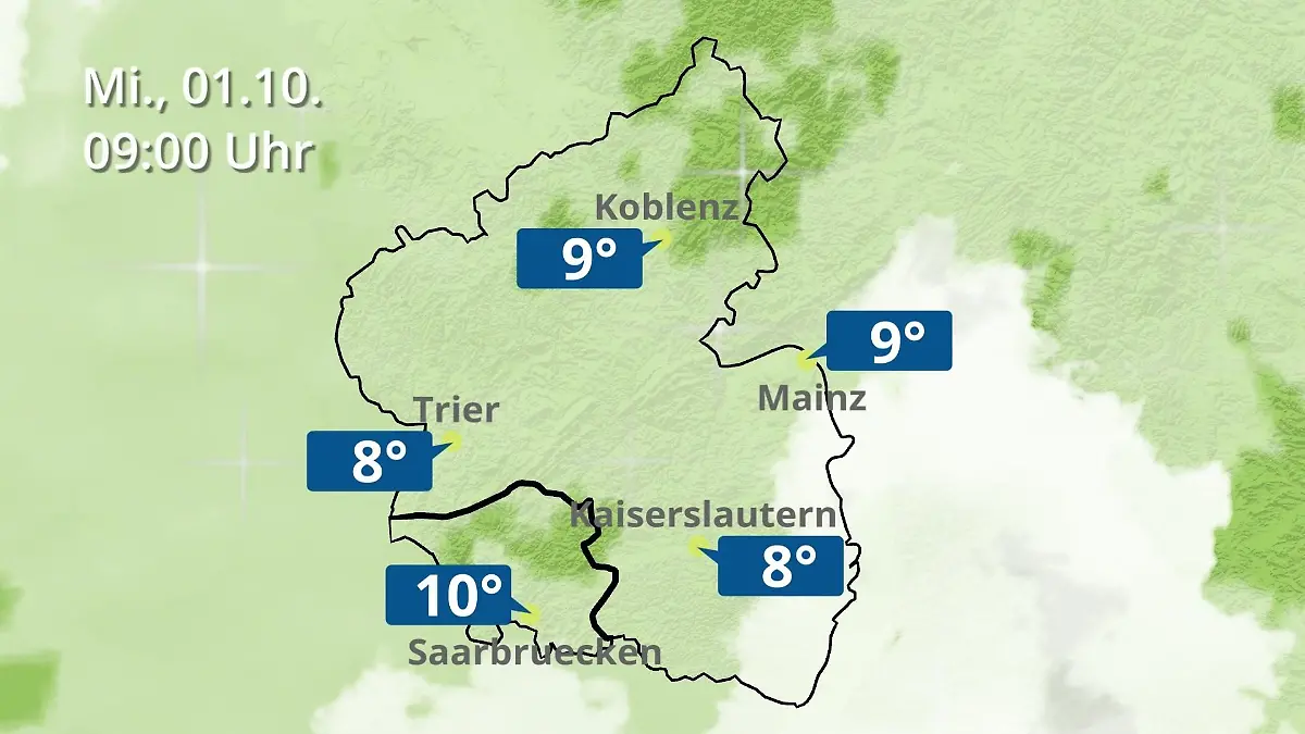 Rheinland-Pfalz, Saarland: Wie wird das Wetter? Regen- und Wolkenfilm für Mainz, Koblenz und Trier