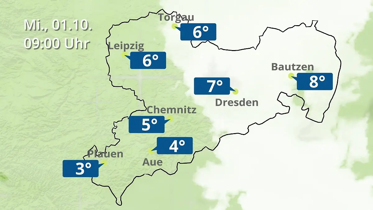 Sachsen: Wie wird das Wetter? Regen- und Wolkenfilm für Chemnitz, Dresden und Leipzig