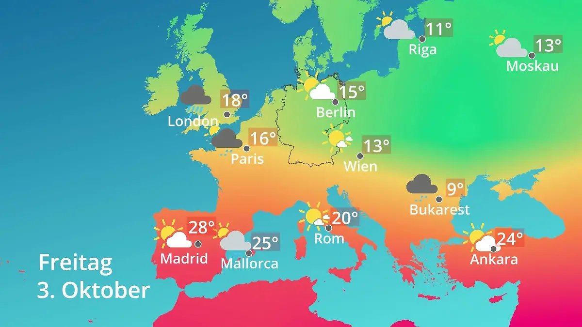 Europa: Wie wird das Wetter? Prognose: Temperaturen von Spanien bis zur Türkei
