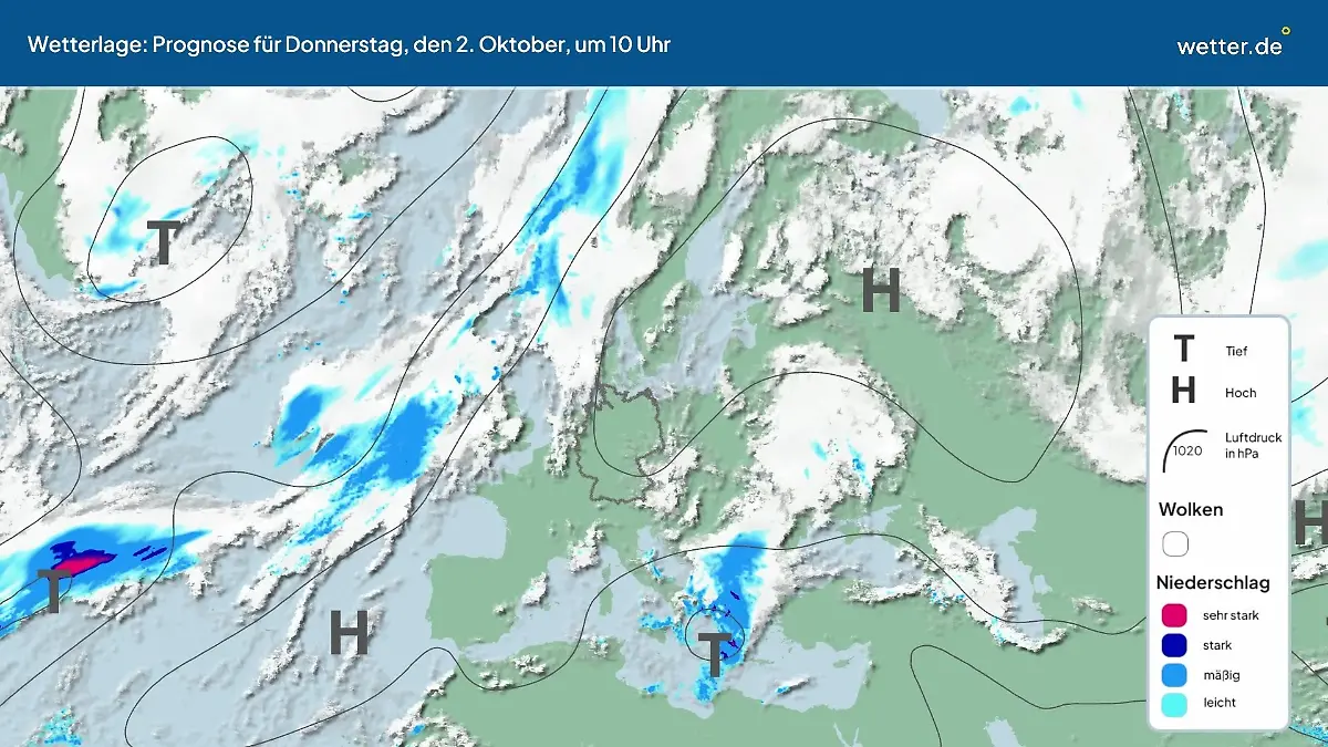 Die Wetterlage der kommenden 5 Tage Hochs und Tiefs über Europa