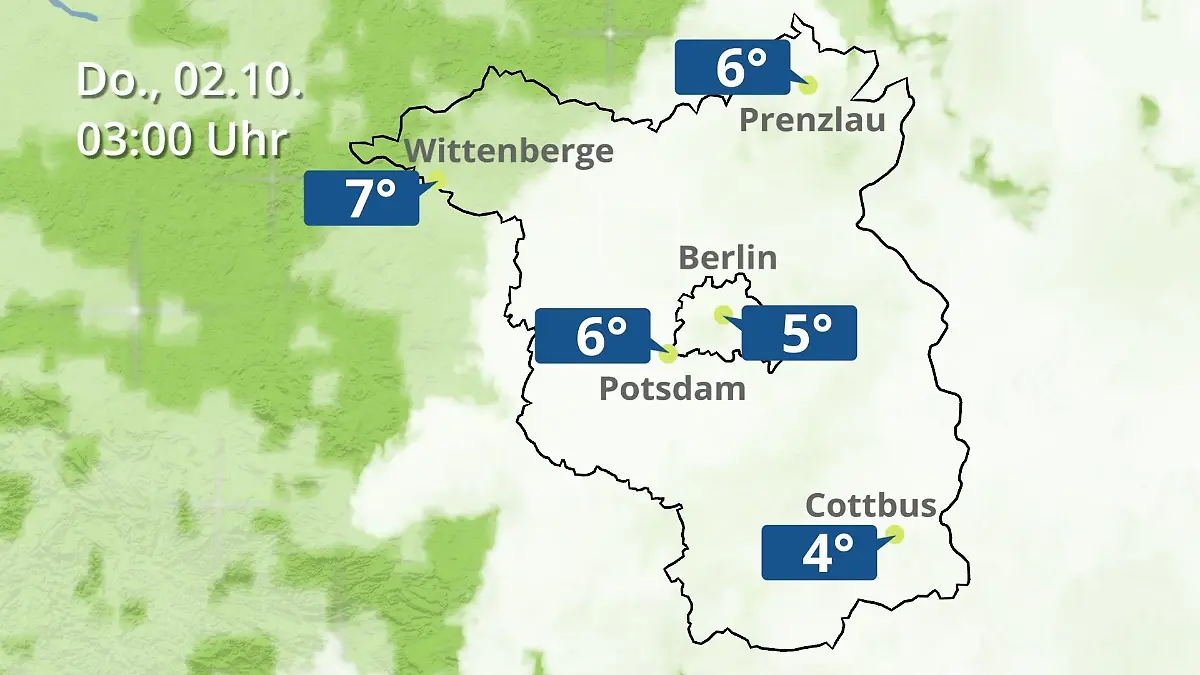 Berlin und Brandenburg: Wie wird das Wetter? Regen- und Wolkenfilm für Potsdam, Cottbus und Wittenberge