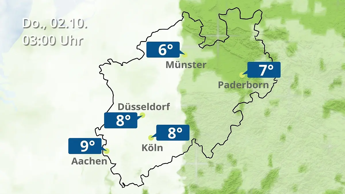 Nordrhein-Westfalen: Wie wird das Wetter? Regen- und Wolkenfilm für Köln, Düsseldorf und Münster