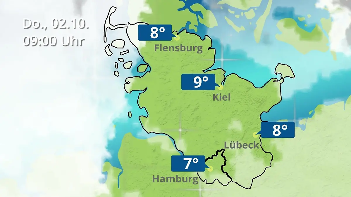 Hamburg, Schleswig-Holstein: Wie wird das Wetter? Regen- und Wolkenfilm für die Nordsee- und Ostseeküste