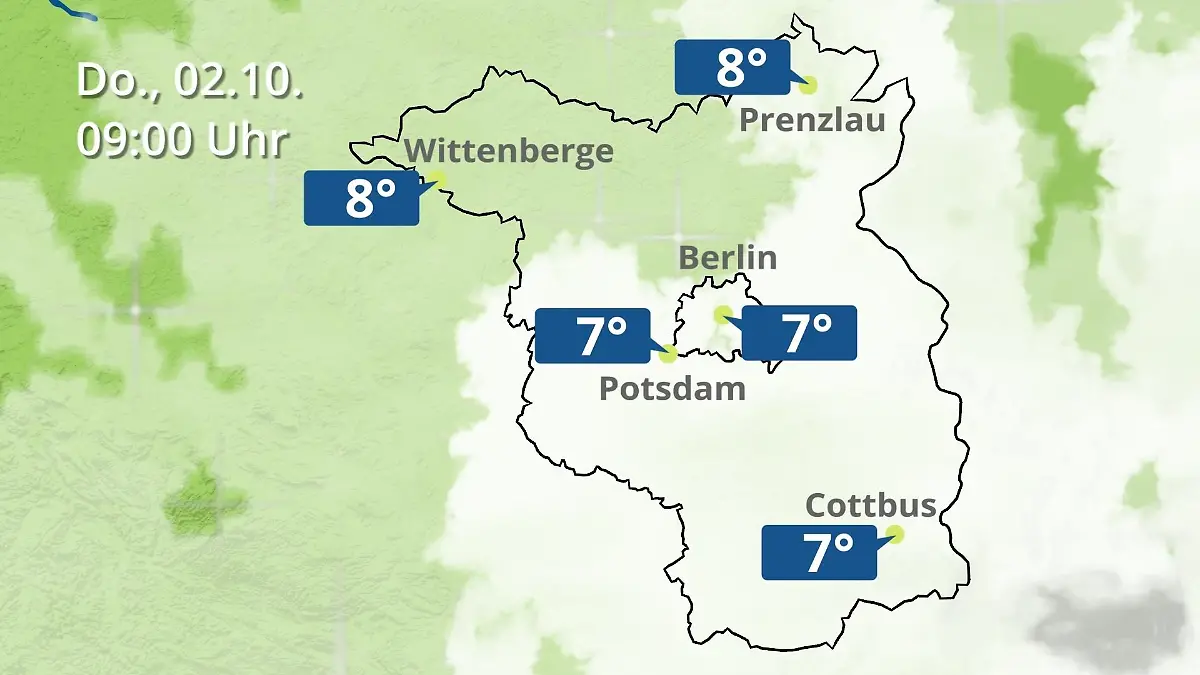 Berlin und Brandenburg: Wie wird das Wetter? Regen- und Wolkenfilm für Potsdam, Cottbus und Wittenberge
