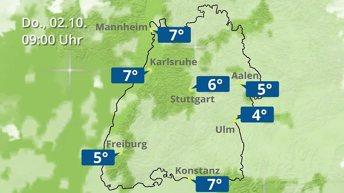 Baden-Württemberg: Wie wird das Wetter? Regen- und Wolkenfilm für Stuttgart, Mannheim und Karlsruhe