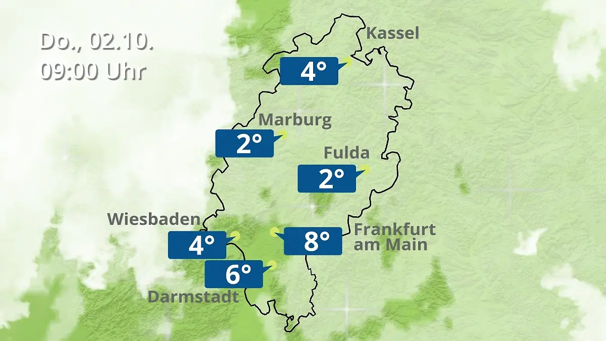 Hessen: Wie wird das Wetter? Regen- und Wolkenfilm für Frankfurt am Main und Wiesbaden