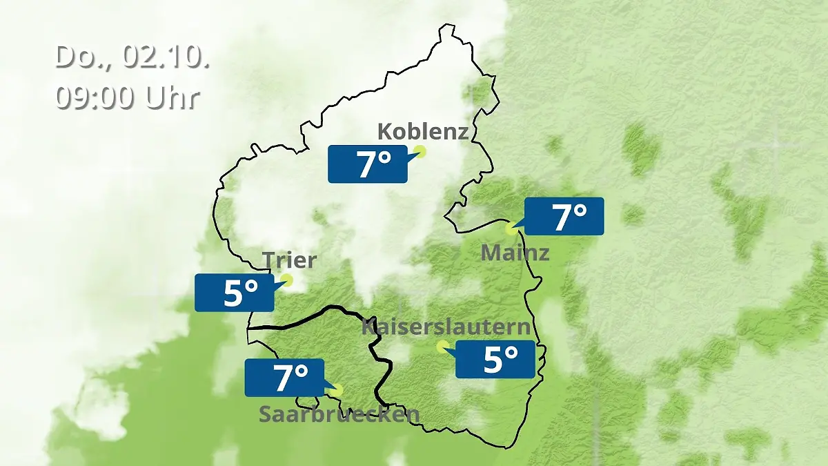 Rheinland-Pfalz, Saarland: Wie wird das Wetter? Regen- und Wolkenfilm für Mainz, Koblenz und Trier