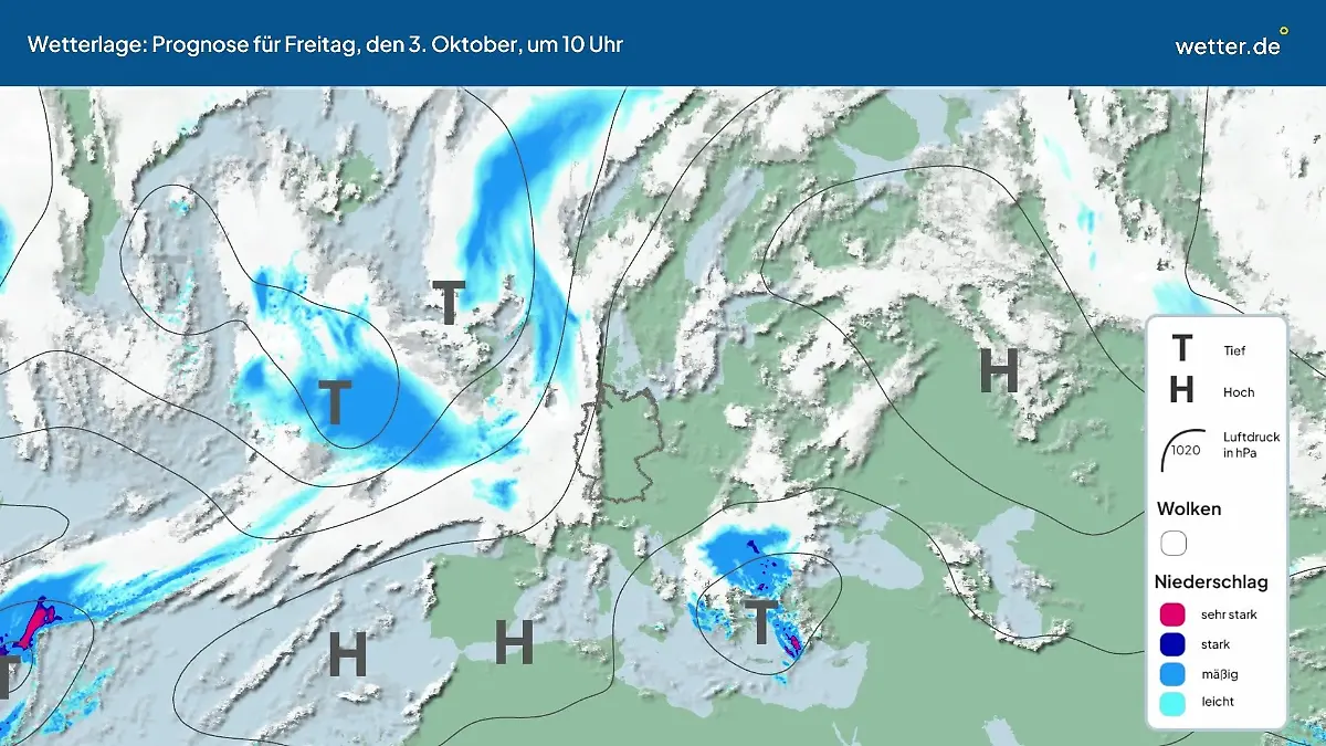 Die Wetterlage der kommenden 5 Tage Hochs und Tiefs über Europa