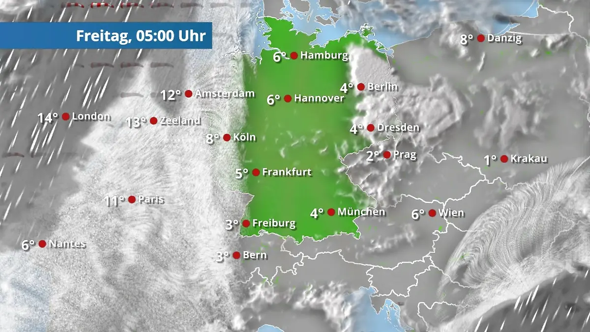 Prognose vom 2. Oktober Der Regen- und Wolkenfilm für 48 Stunden