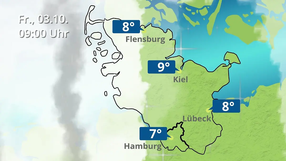 Hamburg, Schleswig-Holstein: Wie wird das Wetter? Regen- und Wolkenfilm für die Nordsee- und Ostseeküste