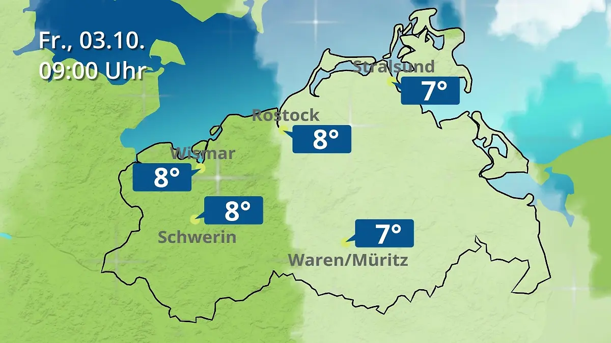 Mecklenburg-Vorpommern: Wie wird das Wetter? Regen- und Wolkenfilm für Rostock, Rügen und die Ostseeküste