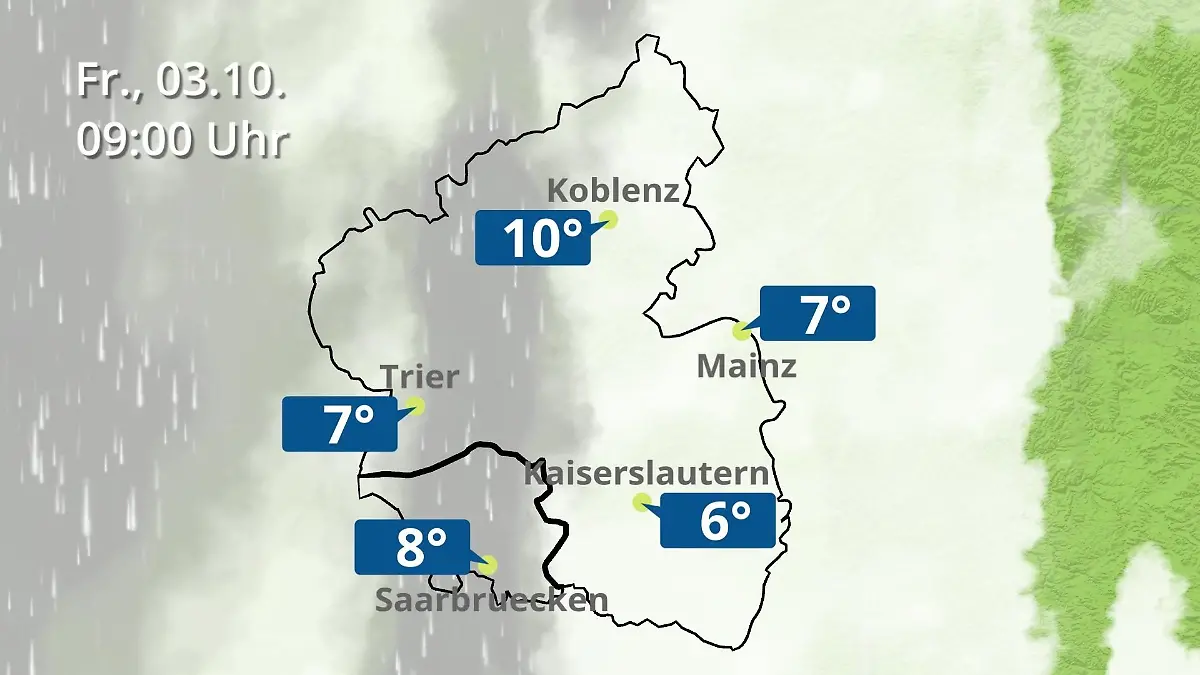 Rheinland-Pfalz, Saarland: Wie wird das Wetter? Regen- und Wolkenfilm für Mainz, Koblenz und Trier