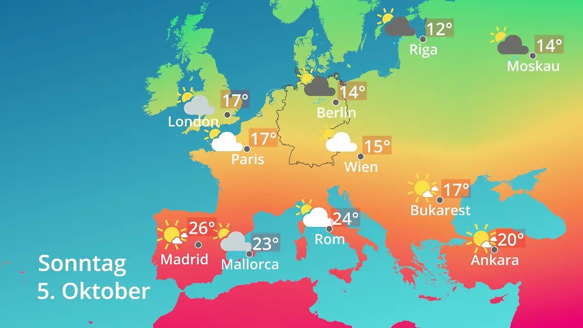 Europa: Wie wird das Wetter? Prognose: Temperaturen von Spanien bis zur Türkei