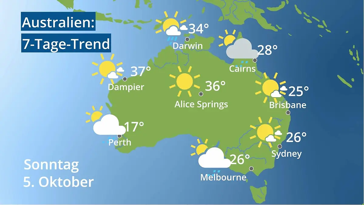 Australien: Wie wird das Wetter? Video 7-Tage-Trend: Sydney, Melbourne, Perth