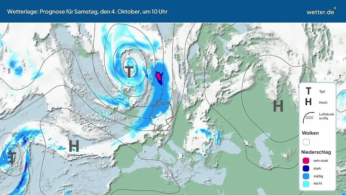Die Wetterlage der kommenden 5 Tage Hochs und Tiefs über Europa