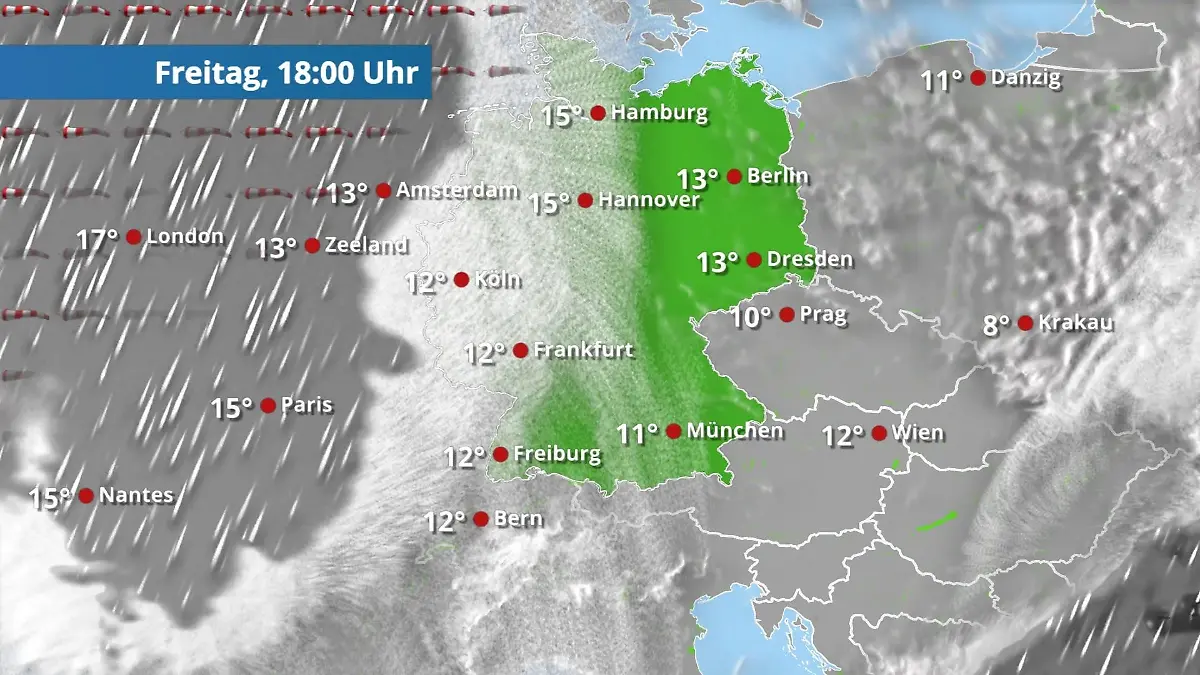 Prognose vom 3. Oktober Der Regen- und Wolkenfilm für 48 Stunden