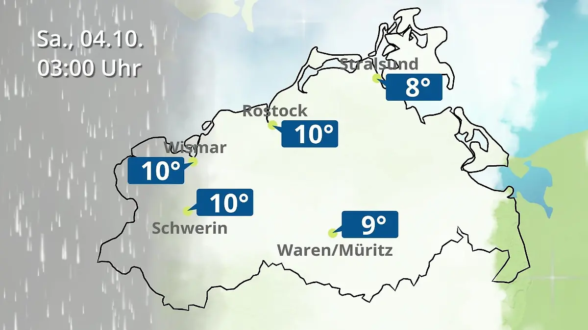 Mecklenburg-Vorpommern: Wie wird das Wetter? Regen- und Wolkenfilm für Rostock, Rügen und die Ostseeküste
