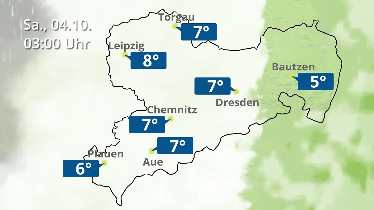 Sachsen: Wie wird das Wetter? Regen- und Wolkenfilm für Chemnitz, Dresden und Leipzig