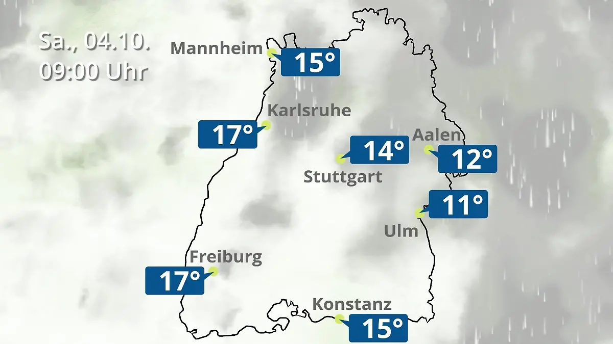 Baden-Württemberg: Wie wird das Wetter? Regen- und Wolkenfilm für Stuttgart, Mannheim und Karlsruhe