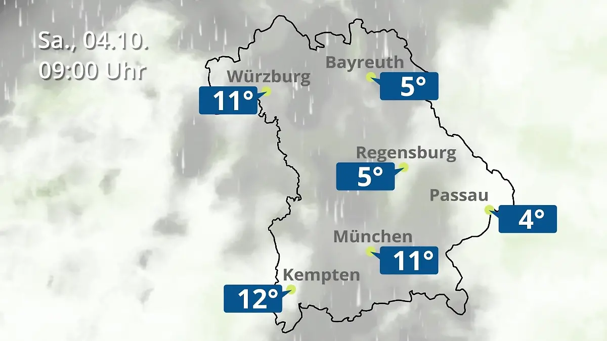 Bayern: Wie wird das Wetter? Regen- und Wolkenfilm für München, Regensburg und Würzburg