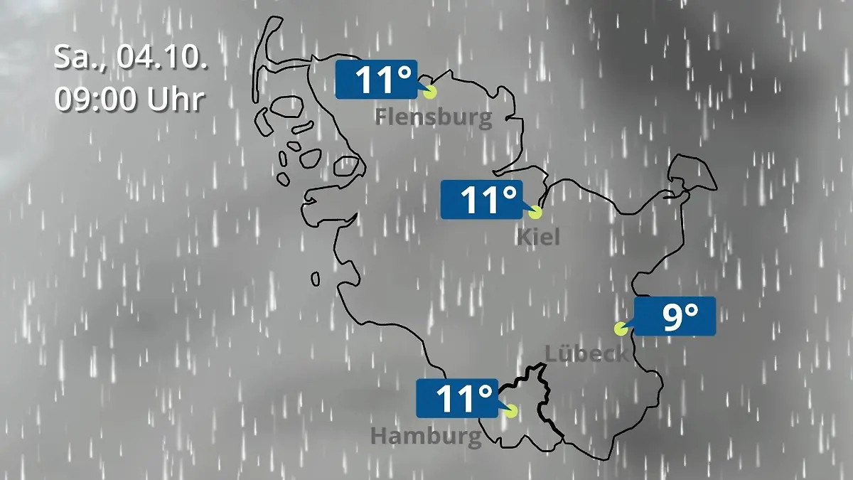 Hamburg, Schleswig-Holstein: Wie wird das Wetter? Regen- und Wolkenfilm für die Nordsee- und Ostseeküste