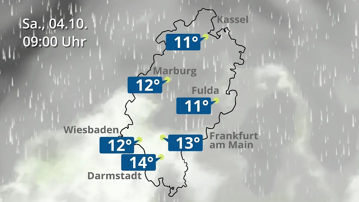 Hessen: Wie wird das Wetter? Regen- und Wolkenfilm für Frankfurt am Main und Wiesbaden