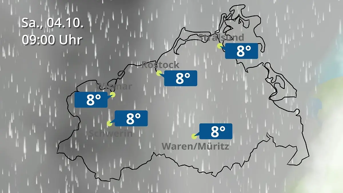 Mecklenburg-Vorpommern: Wie wird das Wetter? Regen- und Wolkenfilm für Rostock, Rügen und die Ostseeküste