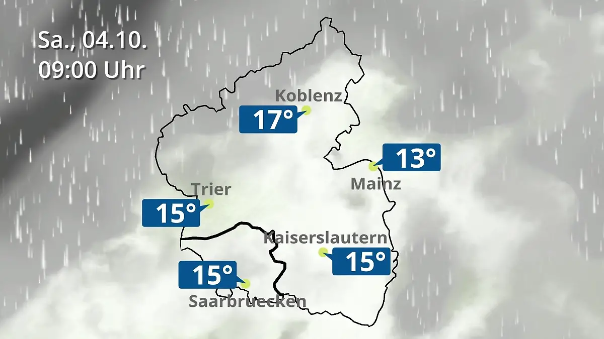 Rheinland-Pfalz, Saarland: Wie wird das Wetter? Regen- und Wolkenfilm für Mainz, Koblenz und Trier
