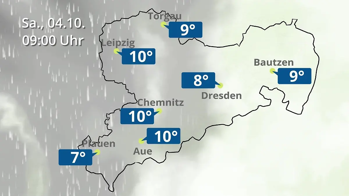 Sachsen: Wie wird das Wetter? Regen- und Wolkenfilm für Chemnitz, Dresden und Leipzig