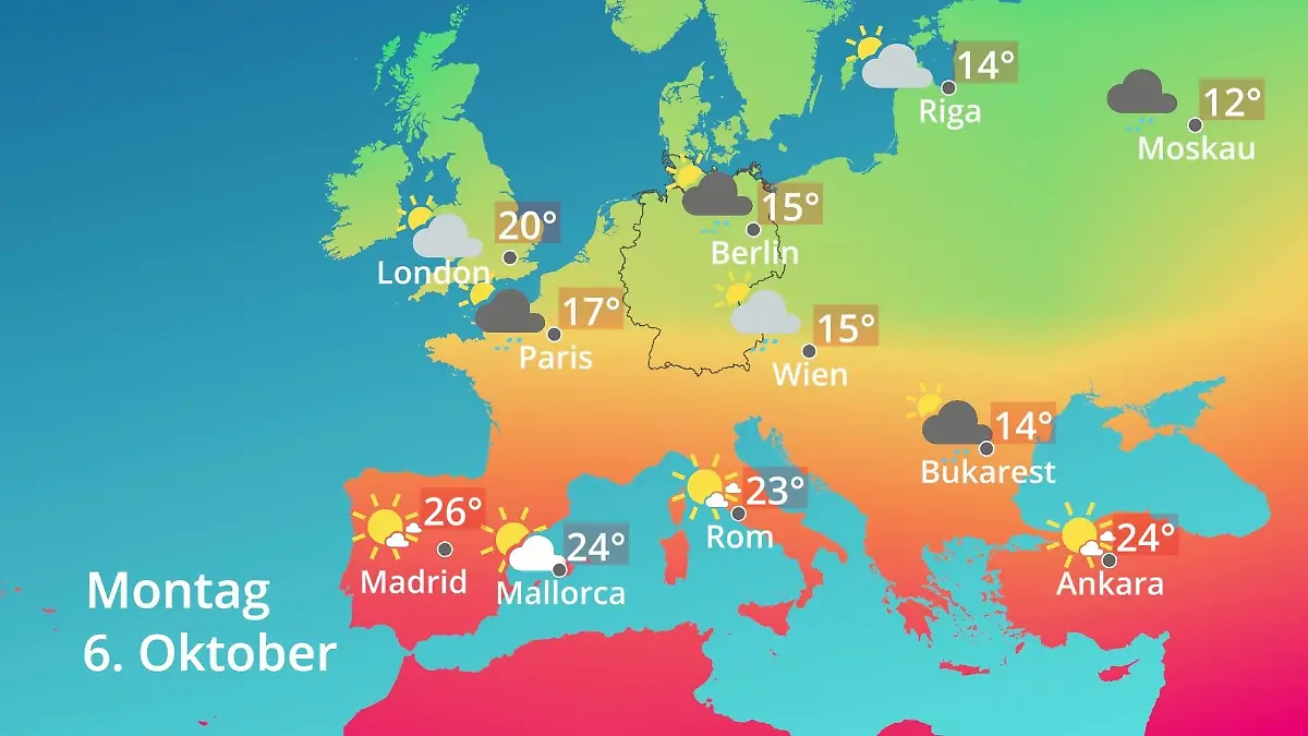 Europa: Wie wird das Wetter? Prognose: Temperaturen von Spanien bis zur Türkei