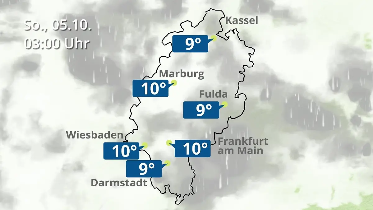 Hessen: Wie wird das Wetter? Regen- und Wolkenfilm für Frankfurt am Main und Wiesbaden