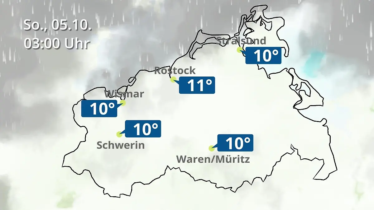 Mecklenburg-Vorpommern: Wie wird das Wetter? Regen- und Wolkenfilm für Rostock, Rügen und die Ostseeküste