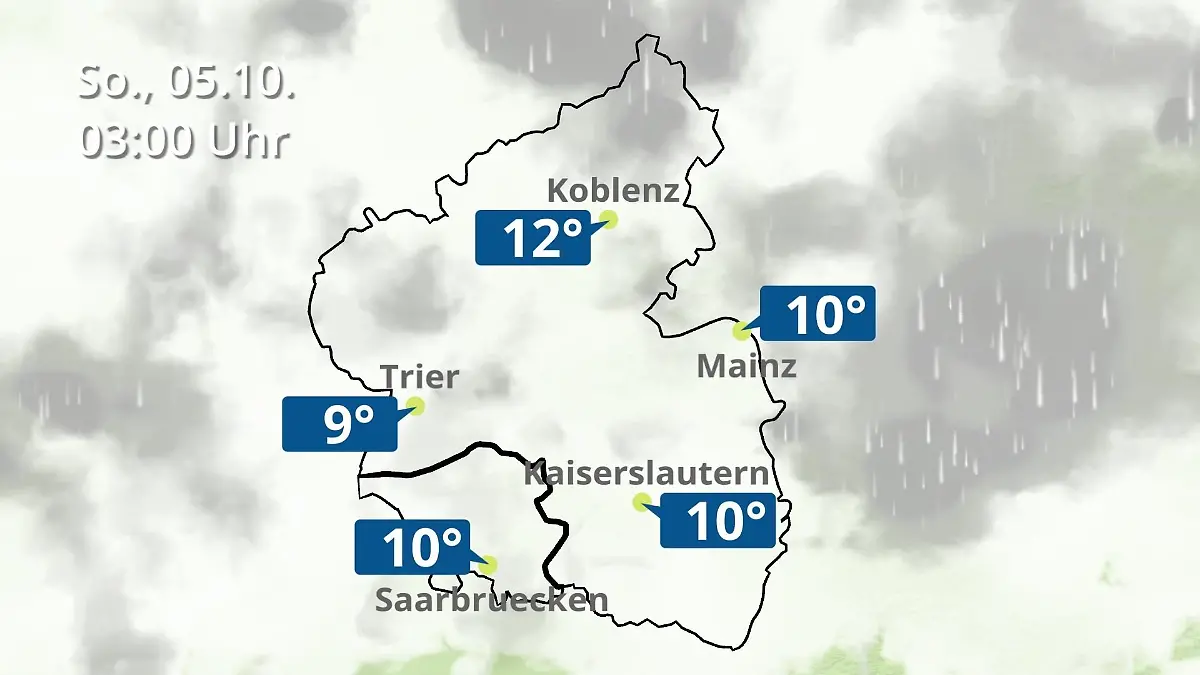 Rheinland-Pfalz, Saarland: Wie wird das Wetter? Regen- und Wolkenfilm für Mainz, Koblenz und Trier
