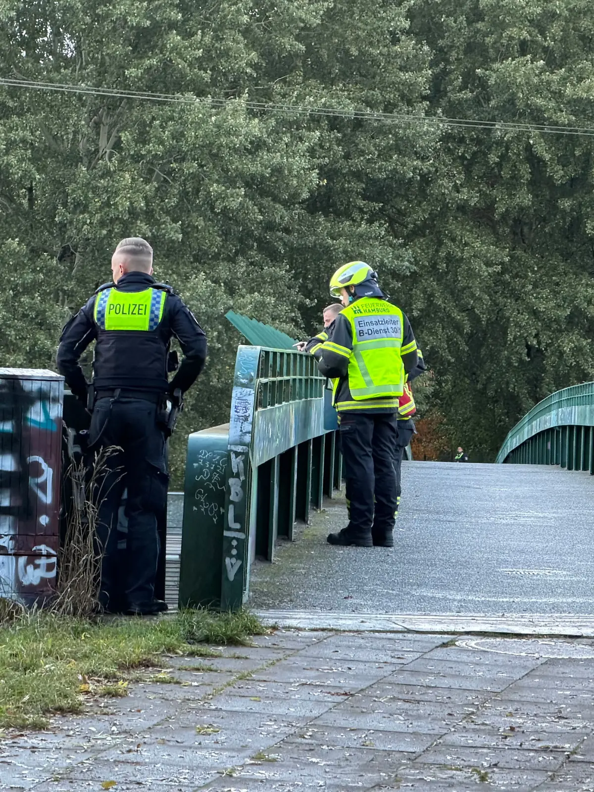 Die Rettungskräfte an der Unfallstelle in Hamburg-Wilhelmsburg