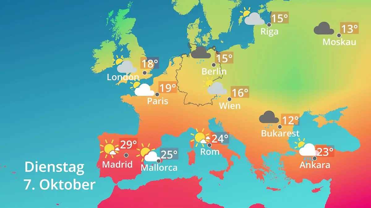 Europa: Wie wird das Wetter? Prognose: Temperaturen von Spanien bis zur Türkei