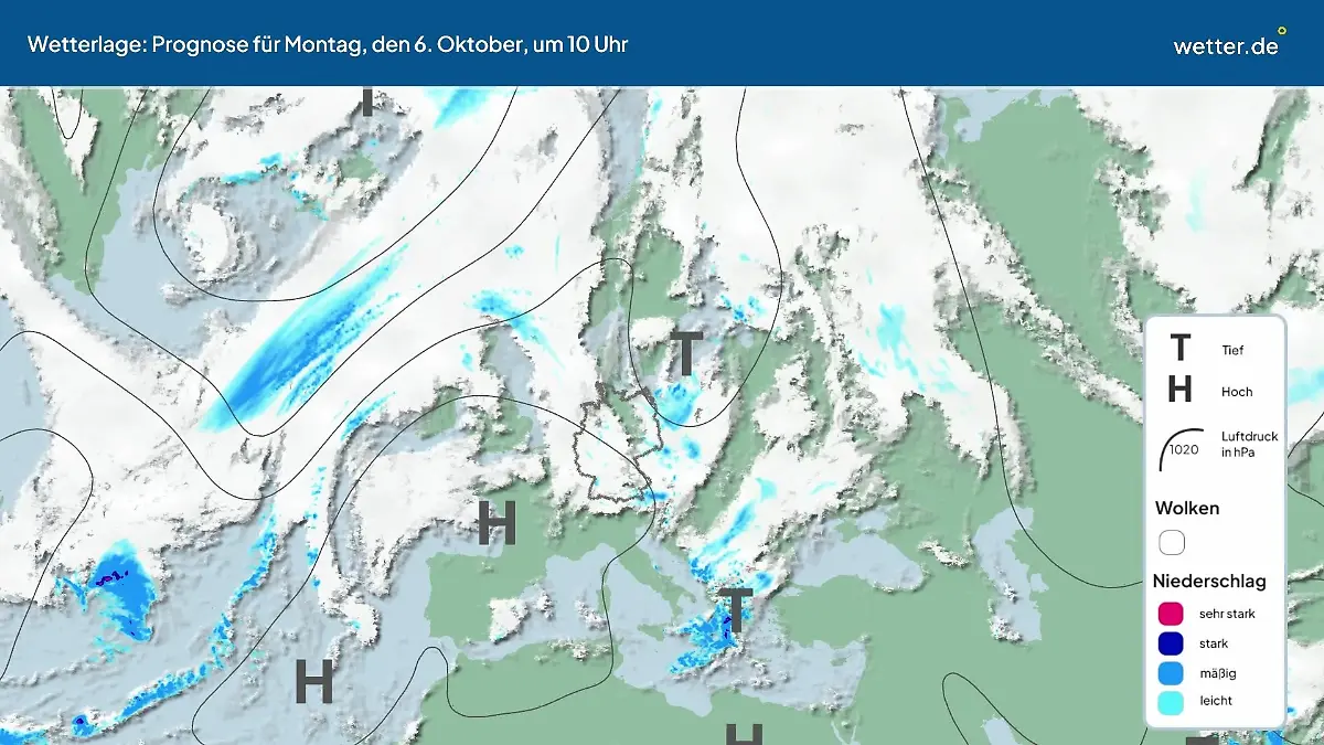 Die Wetterlage der kommenden 5 Tage Hochs und Tiefs über Europa