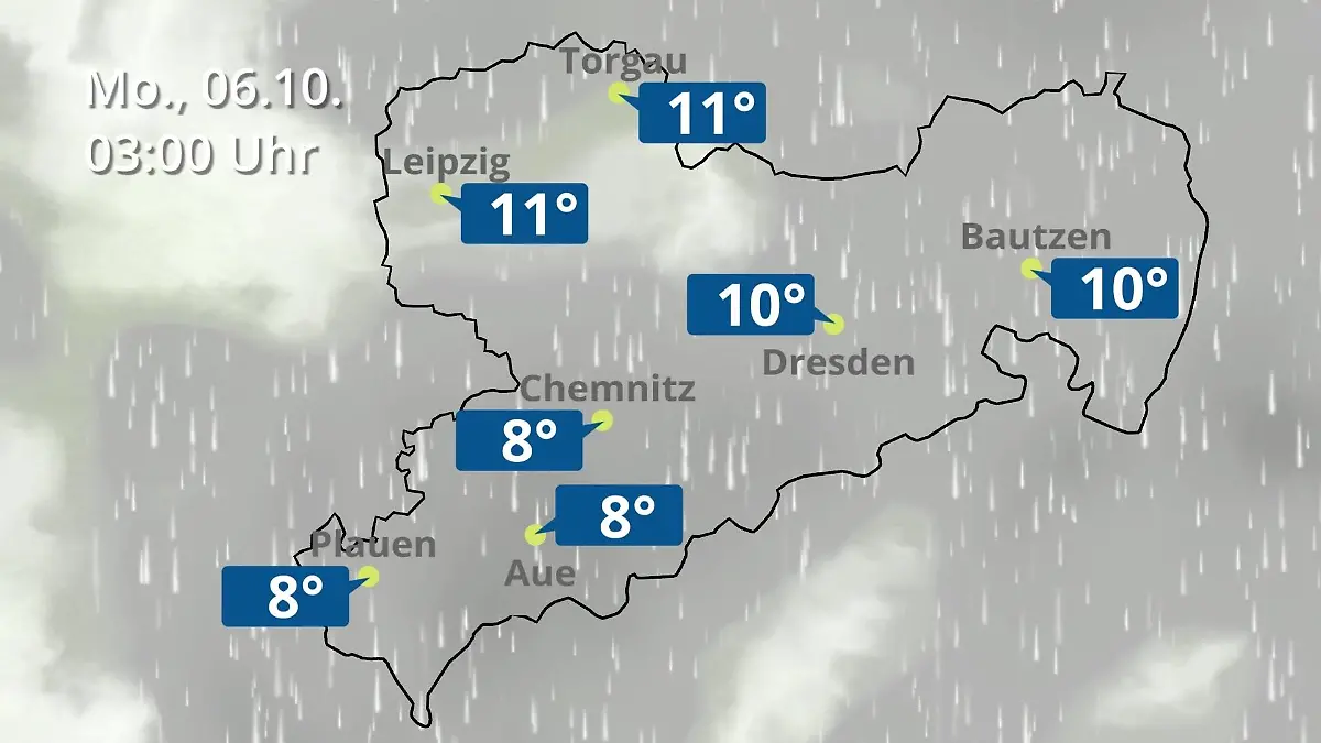 Sachsen: Wie wird das Wetter? Regen- und Wolkenfilm für Chemnitz, Dresden und Leipzig