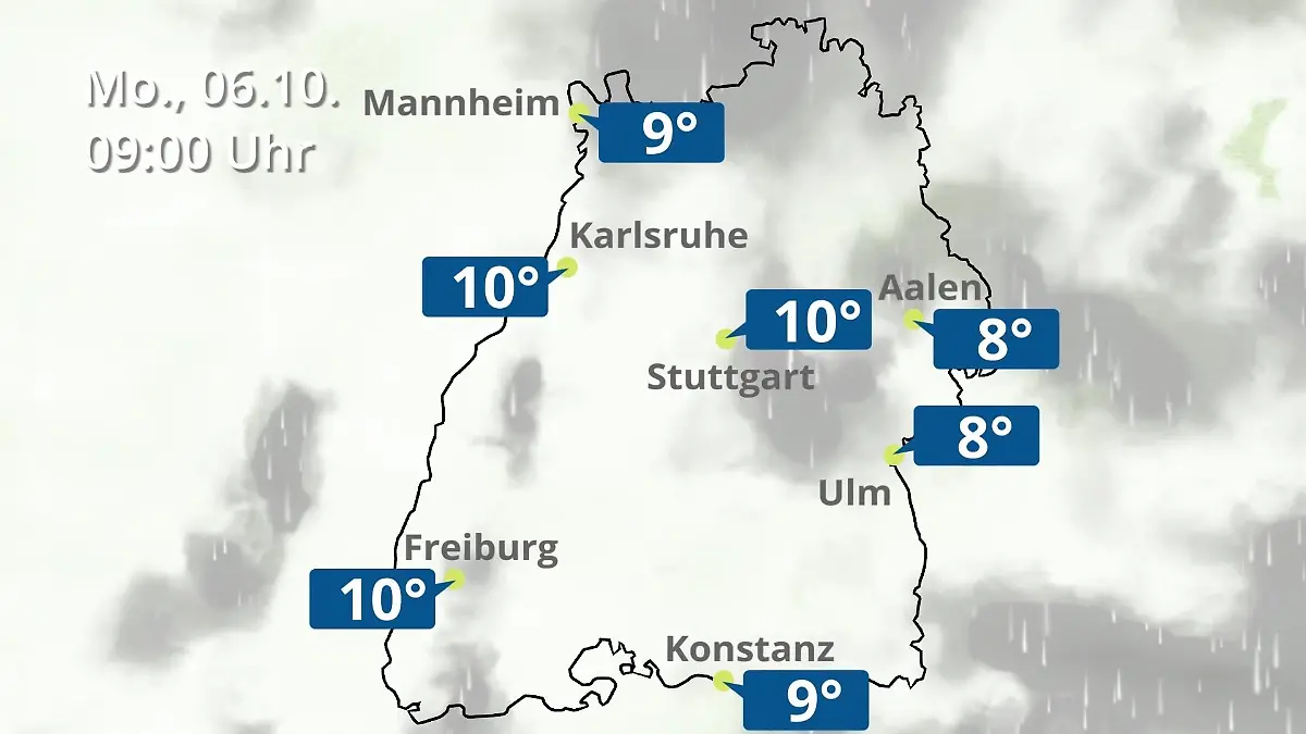 Baden-Württemberg: Wie wird das Wetter? Regen- und Wolkenfilm für Stuttgart, Mannheim und Karlsruhe