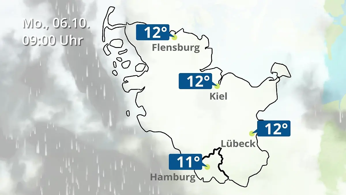 Hamburg, Schleswig-Holstein: Wie wird das Wetter? Regen- und Wolkenfilm für die Nordsee- und Ostseeküste