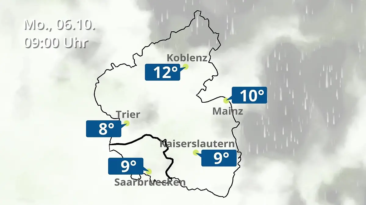 Rheinland-Pfalz, Saarland: Wie wird das Wetter? Regen- und Wolkenfilm für Mainz, Koblenz und Trier