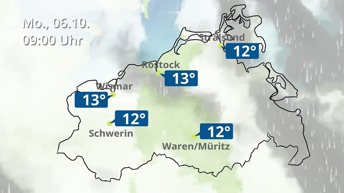 Mecklenburg-Vorpommern: Wie wird das Wetter? Regen- und Wolkenfilm für Rostock, Rügen und die Ostseeküste