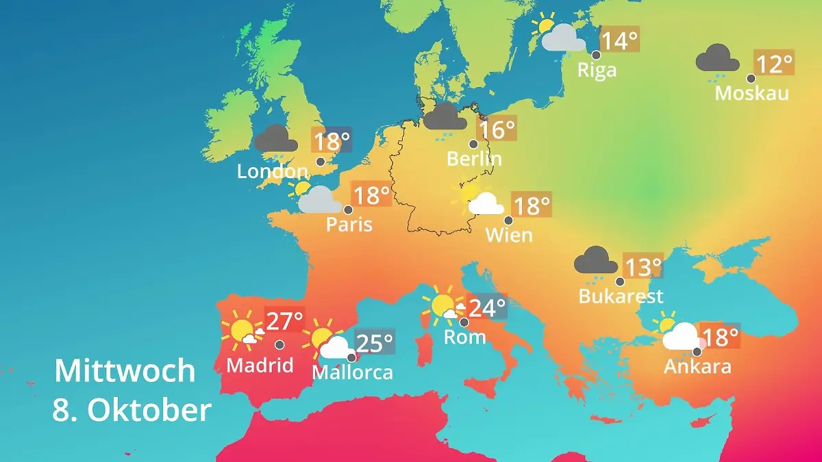 Europa: Wie wird das Wetter? Prognose: Temperaturen von Spanien bis zur Türkei